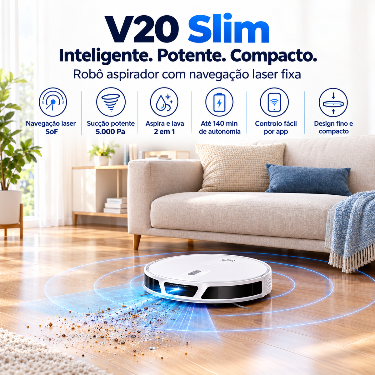 Robô Aspirador e Esfregona ILIFE V20 | Controlo por App