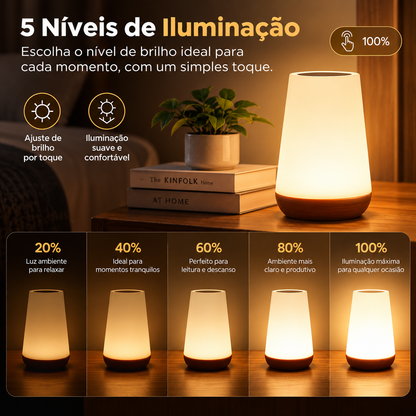 Candeeiro de Mesa Recarregável com 13 Cores e Comando