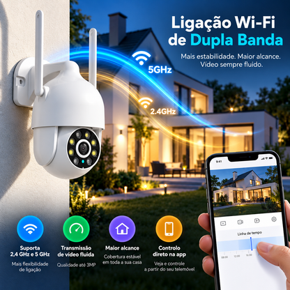 Câmara de Vigilância Wi-Fi Exterior 1296P com Visão Noturna a Cores