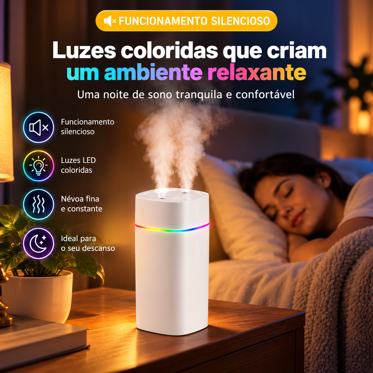 Humidificador e Difusor de Aromas 600 ml