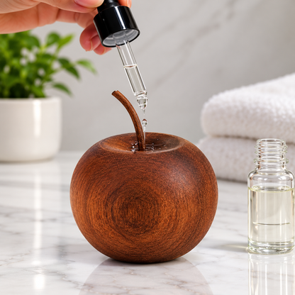 Difusor de Aromas em Madeira Natural – Maçã Decorativa para Óleos Essenciais