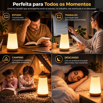 Candeeiro de Mesa Recarregável com 13 Cores e Comando